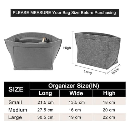 LOUKAYCCI Felt Organizer Compatible with longchamp le pliage L Handbag Insert (Large,Gary) - color: Gray, size: Large