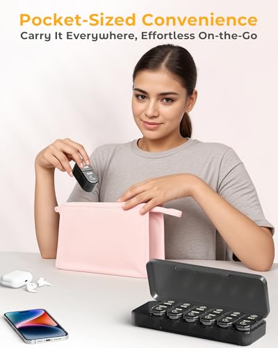 Pillex AM & PM Pill Organizer 7 Days, Weekly Pill Case 2 Times a Day, Pill Box 7 Day, Medicine Pill Organizer for Travel, Vitamins, Fish Oils, Supplements - color: Black
