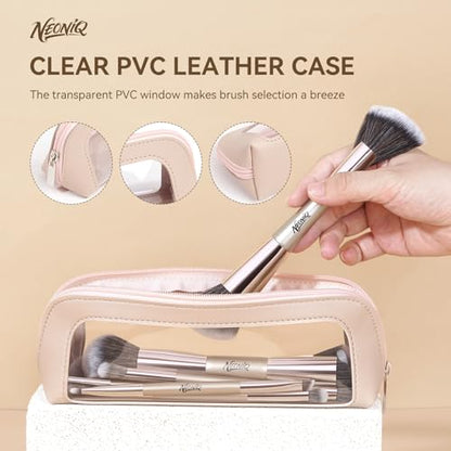 10 PCS Travel Makeup Brush Set With Bag, Makeup Brushes, Double-End Multi-functional Brushes for Foundation Powder Blush Eyeliner Eyeshadows, Professional Face Brush Set（Champagne Gold） - color: 10Pcs-Champagne Gold