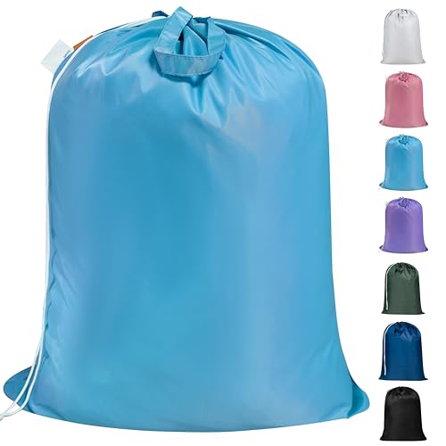 Polecasa Extra Heavy-Duty Laundry Bag 28x36”- Machine Washable Large Storage Bag with Reinforced Handles & Drawstring Closure & ID Tag for College Dorm Travel -Gulf Blue - color: Gulf Blue, size: 28" x 36" | 1 Pack