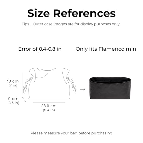 Purse Organizer Insert for LOEWE Flamenco Mini Handbag, Custom Fit Inside Premium Matte Black Lightweight WaterResistant Tote Bag Insert - color: Matte Black, size: Fits-Flamenco Mini