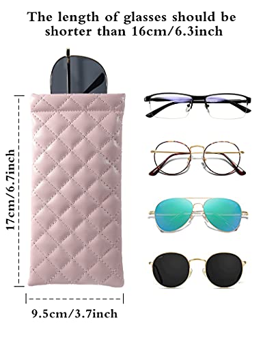Squeeze Top Sunglass Pouch - Portable Sunglass Organizer Pouch Bags Soft PU Leather Glasses 2 Pack - color: Black-light Green