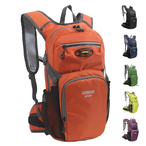 Hiking Daypack Waterproof Biking Backpack 15L Lightweight Durable Backpack for Ski Snowboarding Running MTB Cycling - color: Orange