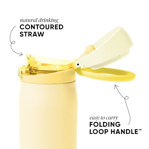 Simple Modern Mesa Loop Water Bottle with Covered Straw and Handle | 24oz Cup Holder Friendly Insulated Stainless Steel Bottles for Travel, Sports and School | Lemoncello - color: -Lemoncello, size: 24 Ounces