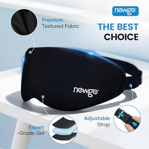 NEWGO 3D Cooling Sleep Mask, Weighted Cooling Gel Eye Mask for Sleeping, Cold Eye Mask, Hot Cold Therapy Blackout Sleep Mask for Puffiness, Dark Circles, Dry Eyes, Headaches and Stress Relief - color: Black