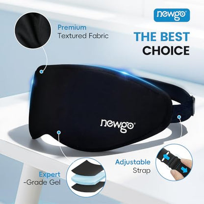 NEWGO 3D Cooling Sleep Mask, Weighted Cooling Gel Eye Mask for Sleeping, Cold Eye Mask, Hot Cold Therapy Blackout Sleep Mask for Puffiness, Dark Circles, Dry Eyes, Headaches and Stress Relief - color: Black