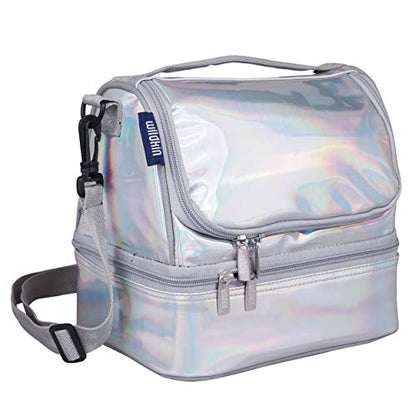 Wildkin Kids Two Compartment Insulated Lunch Bag – Keeps Food Hot or Cold, Easy-Clean Lining, Leak-Resistant & BPA-Free – Boys & Girls, Ideal for School, Travel & Daycare – Holographic - color: Holographic