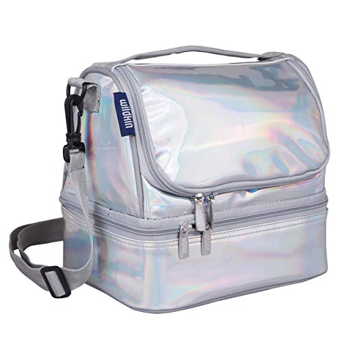 Wildkin Kids Two Compartment Insulated Lunch Bag – Keeps Food Hot or Cold, Easy-Clean Lining, Leak-Resistant & BPA-Free – Boys & Girls, Ideal for School, Travel & Daycare – Holographic - color: Holographic
