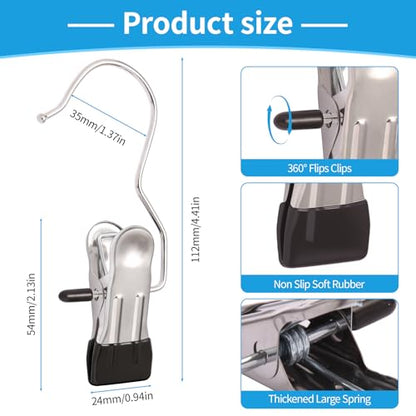 30 Pack Heavy Hanger Clips for Closet, Laundry Hooks Hanging Clips with, Clothespin for Clothes Pants,Clothes Pins Multi-Purpose Clip Big Hangers & Pants Clip Hangers for Hats Socks Towels Travel - color: Black