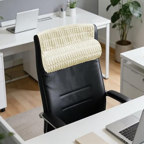 Memory Foam Recliner Neck Pillow. | Breathable pressure relieving ergonomic cushion fits car, sofa, office chair, recliner.Cream,17"W×2.7"D - color: Cream, size: 17"W x 2.7"D
