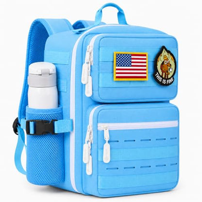 9L Mini Tactical Backpack Small Military Gym Bag Tiny Tackle Backpack for Men Women Molle Travel Daypack Camping Backpack with Patch(Turquoise) - color: Turquoise