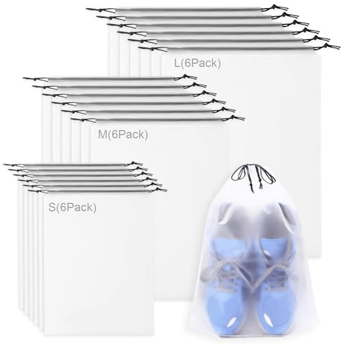 Shoe Bags For Travel Cruise Essentials Vacation Essentials Waterproof Dustproof Clear For Men Women 3 Sizes 18 Pack