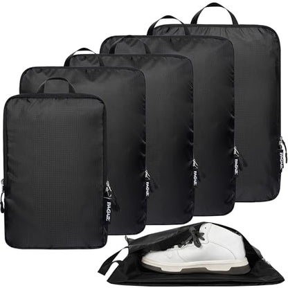 BAGAIL 6 Set Ultralight Compression Packing Cubes Packing Organizer for Travel Accessories Luggage Suitcase Backpack - color: Black70D, style: Cloth Pattern
