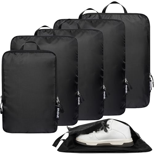 BAGAIL 6 Set Ultralight Compression Packing Cubes Packing Organizer for Travel Accessories Luggage Suitcase Backpack - color: Black70D, style: Cloth Pattern