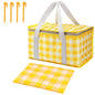 Insulated Picnic Bag with Leakproof Liner Foldable Reusable Cooler Basket Includes Disposable Picnic Mat Sturdy Handle Ideal for Outdoor Activities Travel Beach Camping (Yellow) - color: Yellow