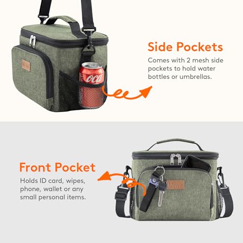 Lifewit Reusable Insulated Lunch Bag, Portable Cooler Freezable Soft Lunchbox Leakproof with Adjustable Shoulder Strap for Men Women Adult for Work Picnic or Travel, 9L 12 Can, Dark Green - color: Dark Green, size: Medium(9L)