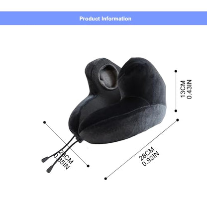 Noise-Canceling Memory Foam Travel Pillow for Long Flights - Ergonomic Neck Support, Adjustable & Portable with Storage Box - Best for Airplane, Office Naps, Business Trips (Grey)
