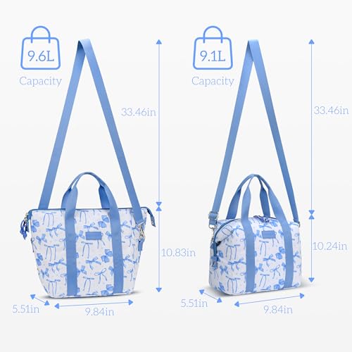 Lunch Box for Women Insulated Lunch Bag, Cute Lunch bags,Reusable Large Capacity Leakproof Lunchbox with Adjustable Shoulder Strap, Lunch tote for Work Office Picnic Travel (Blue bow) - color: Blue bow