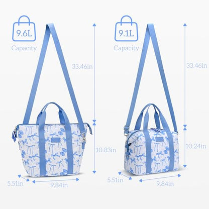 Lunch Box for Women Insulated Lunch Bag, Cute Lunch bags,Reusable Large Capacity Leakproof Lunchbox with Adjustable Shoulder Strap, Lunch tote for Work Office Picnic Travel (Blue bow) - color: Blue bow