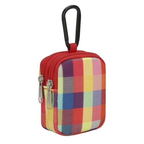 E-Tree Coin Purse with Carabiner Clip, Dual Layer Card Case Holder, Mini Pouch for AirPod Earphone Keychain USB Cable,Wallet, Small Accessories Organizer Bag for Women and Men (Colorful) - color: Colorful