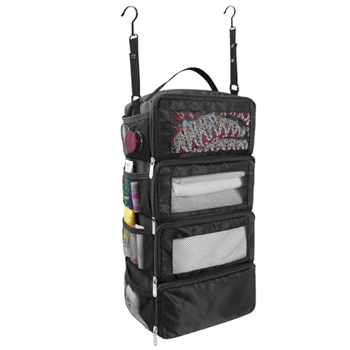 Olosar Suitcase Organizer, Travel Luggage Organizer Portable Hanging Travel Shelves Collapsible Hanging Packing Cubes for Carry on Suitcase - color: Black-S, size: Small