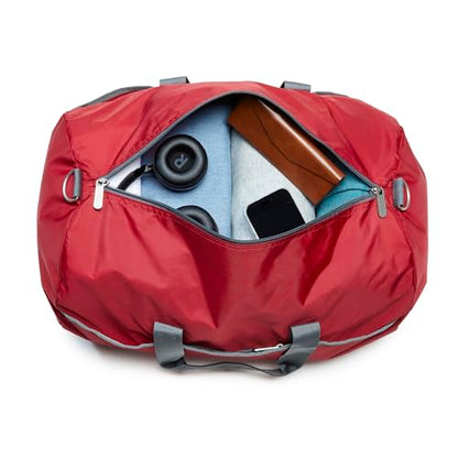Amazon Essentials Lightweight Nylon Duffel Bag with Zippered Pockets, 20-inch, 30 lb Capacity, Red (Previously Amazon Basics) - color: Red, size: 20 inches