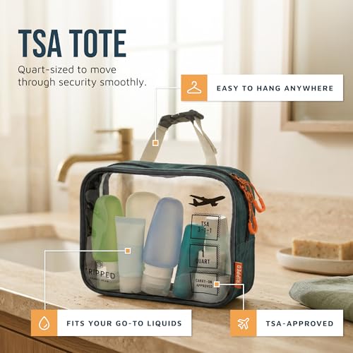 Toiletry Bag Kit 3 Piece Set: Hanging Travel Toiletry Bag + 311 TSA Cosmetic Liquid Bag + Accessory Organizer Pouch - color: Green