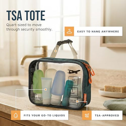 Toiletry Bag Kit 3 Piece Set: Hanging Travel Toiletry Bag + 311 TSA Cosmetic Liquid Bag + Accessory Organizer Pouch - color: Green