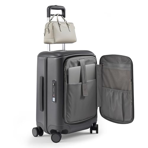 Hang Safe Carry On Luggage,22x14x9 Airline Approved Rolling Suitcase with Spinner Wheels,Bussiness Hard Shell Luggage with TSA Lock&USB Port for Travel,Zipperless,Lightweight,Grey - color: Grey, size: 20 Inches