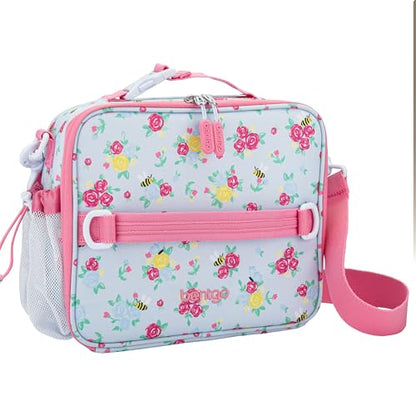 Bentgo Kids Prints Lunch Bag - Double-Insulated, Reusable, for Kids 3+, Adjustable Strap; Holds Lunch Box/Water Bottle/Snacks; Easy-Clean, Water-Resistant, Pockets (NEW Blooming Floral) - color: Blooming Floral