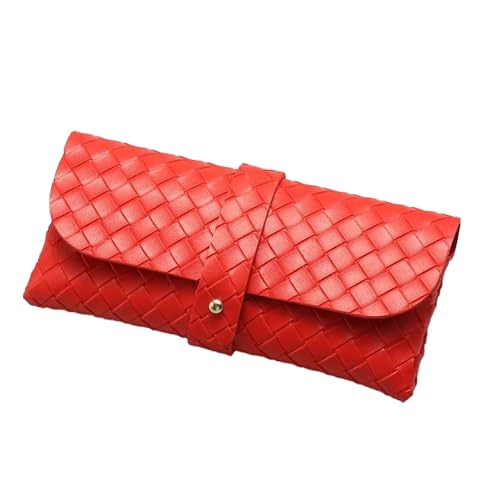 Portable Leather Glasses Case Anti-pressure Glasses Bag Coin Purse Storage Bag Suitable for Men and Women - color: Red