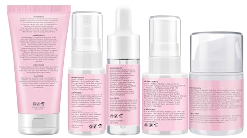 Skin Care Set for Women Teens W/Korean Snail Mucin Extract,5 Pcs Anti Aging Skincare Set, Moisturize, Repair, Soothe, Hydrate, Glass Skincare Kit,Self Care Gifts for Women Mother Mom Wife Teenage Girl - size: 5 PCS SET