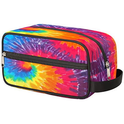 Rainbow Tie Dye Travel Toiletry Bag for Women Men Abstract Swirl Tie Dye Lightweight Cosmetic Makeup Bag Waterproof Shaving Bag Dopp Kit with Large Capacity for Toiletries and Shaving Accessories - color: A01:tie dye