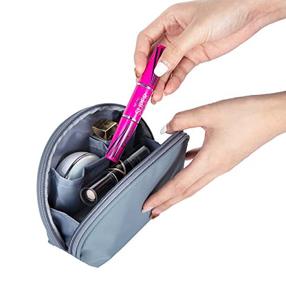 Hekyip Half Moon Cosmetic Beauty Bag for Purse Travel Handy Makeup Pouch for Women Girls (Grey-blue) - color: Grey-blue