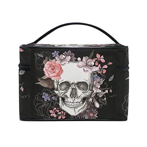 Travel Cosmetic Bag Skull Rose Toiletry Makeup Bag Pouch Tote Case Organizer Storage For Women - color: Skull Rose
