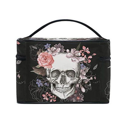 Travel Cosmetic Bag Skull Rose Toiletry Makeup Bag Pouch Tote Case Organizer Storage For Women - color: Skull Rose
