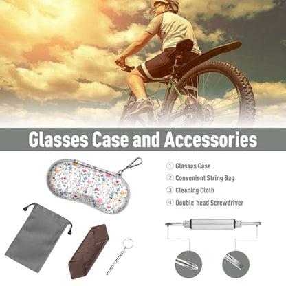 FINTIE Sunglasses Case, Hard EVA Shell Shockproof Sport Glasses Case with Metal Carabiner Travel Zipper Eyeglasses Holder - color: Z-flower Fantasy
