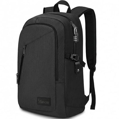 Mancro Business Travel Laptop Backpack, Anti Theft Slim Laptop Bag for Men and Women, Tech Computer Bag Fits 15.6 Inch Laptop and Notebook (Black) - color: Black, size: 15.6 inch