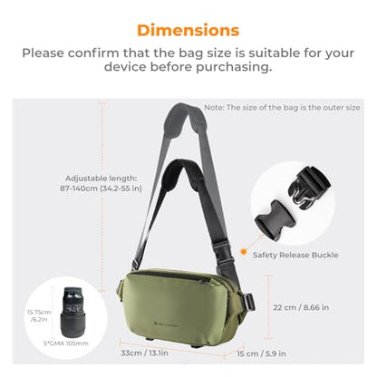 K&F CONCEPT Camera Sling Bag Crossbody Bag Waterproof Camera Shoulder Backpack DSLR/SLR/Mirrorless Camera Case - color: 03 Green Medium