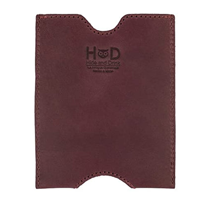 Hide & Drink, Travel Passport Pocket Sleeve Handmade from Full Grain Leather - Sangria - color: Sangria