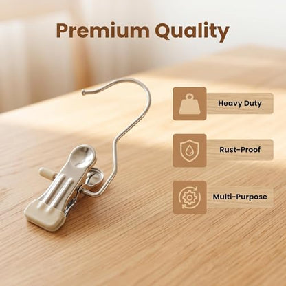 Boot Hangers Clips, 30 Pack Heavy Duty Hanging Clips, Laundry Hooks with Clips, Clothes Pins Closet Organizer Clamps, Bulk Hanger Clips for Pants, Socks, Handbags, Travel