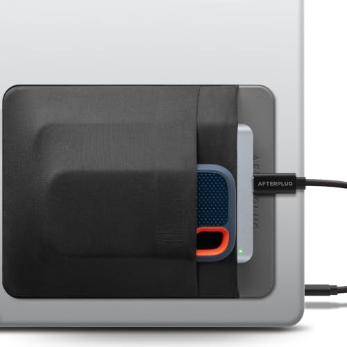 2-Pocket Adhesive Hard Drive Holder for Laptop, Stick-On Pocket Pouch for External Portable SSD, HDD, Slim Mouse and Cables (Large - Fits SSD & 2.5" Drives) - color: Black & Gray, size: Large