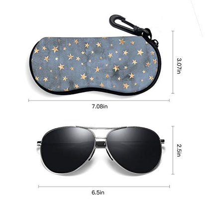 Sunglasses Soft Case with Carabiner Ultra Light Neoprene Zipper Glasses Case - color: Stars