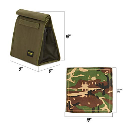 2nd Childhood Rolltop Lunch Bag for Work or School – Compact, Foldable & Low Profile Design – Insulated Reusable Bag with Handle – Slim, Durable & Stylish - 3.5L (Green) - color: Green