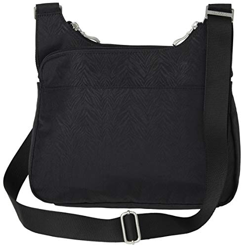Baggallini Crossbody Travel Bag 11x8.5 Lightweight Water-resistant Nylon Handbag - color: Black Zebra