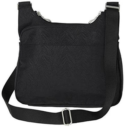 Baggallini Crossbody Travel Bag 11x8.5 Lightweight Water-resistant Nylon Handbag - color: Black Zebra