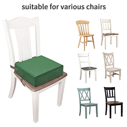 Toddler Booster Seat for Dining Table, PU Washable Double Safe Straps Non-Slip Bottom Booster Seat Dining Toddler, Portable Travel Increasing Cushion (Dark Green) - color: Dark Green