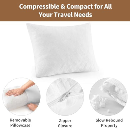 Small Shredded Memory Foam Pillow, Camping Pillow Travel Pillow - Compressible Medium Firm, Breathable Cover, Ideal Backpacking Hiking, Airplane and Car (Off-White, S) - color: Off-white, size: S-16 X 12 Inch