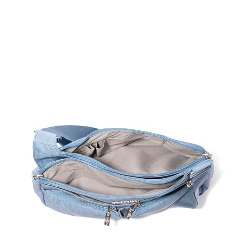Baggallini Crossbody Travel Bag 11x8.5 Lightweight Water-resistant Nylon Handbag - color: Cornflower