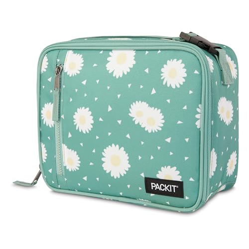 PackIt(R) Freezable Classic Lunch Box, Daisy Sage, Built with EcoFreeze(R) Technology, Collapsible, Reusable, Zip Closure With Zip Front Pocket and Buckle Handle, Designed for Fresh Lunch On the Go - color: Daisy Sage